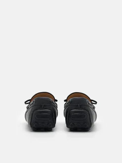 Leather Bow Driving Shoes - Black
