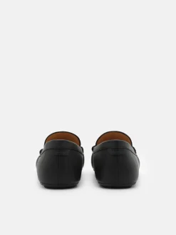 Leather Bow Driving Shoes - Black