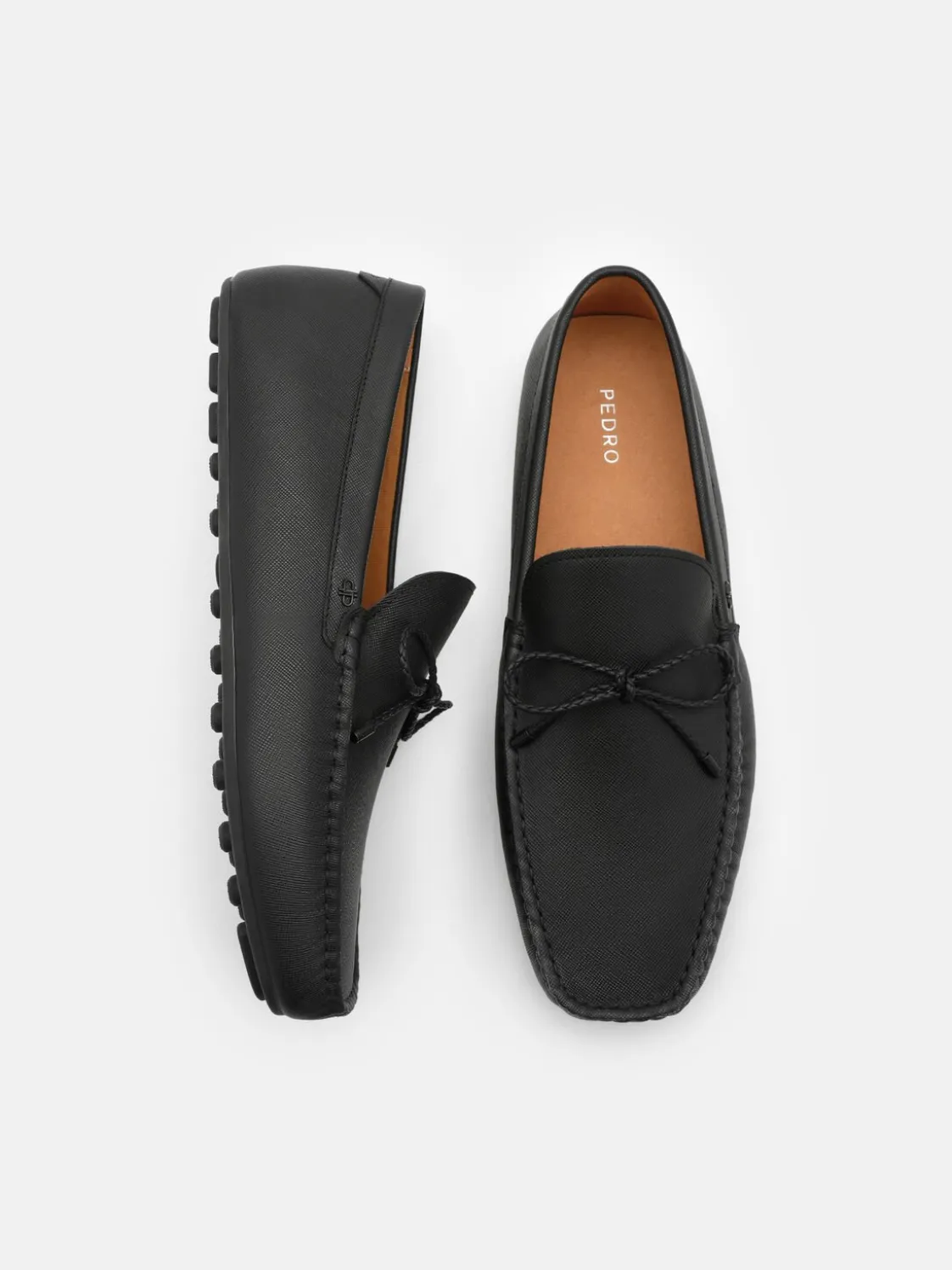 Leather Bow Driving Shoes - Black