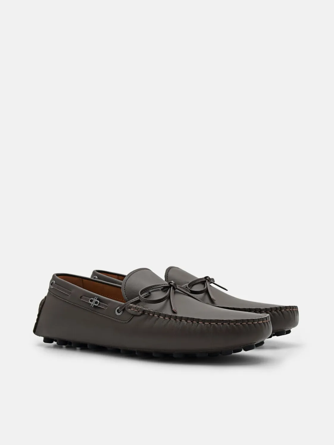 Leather Bow Driving Shoes - Dark Brown
