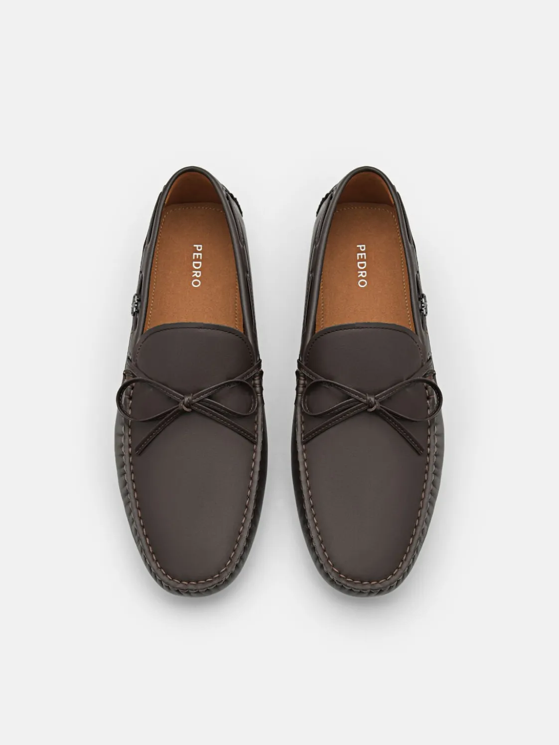 Leather Bow Driving Shoes - Dark Brown