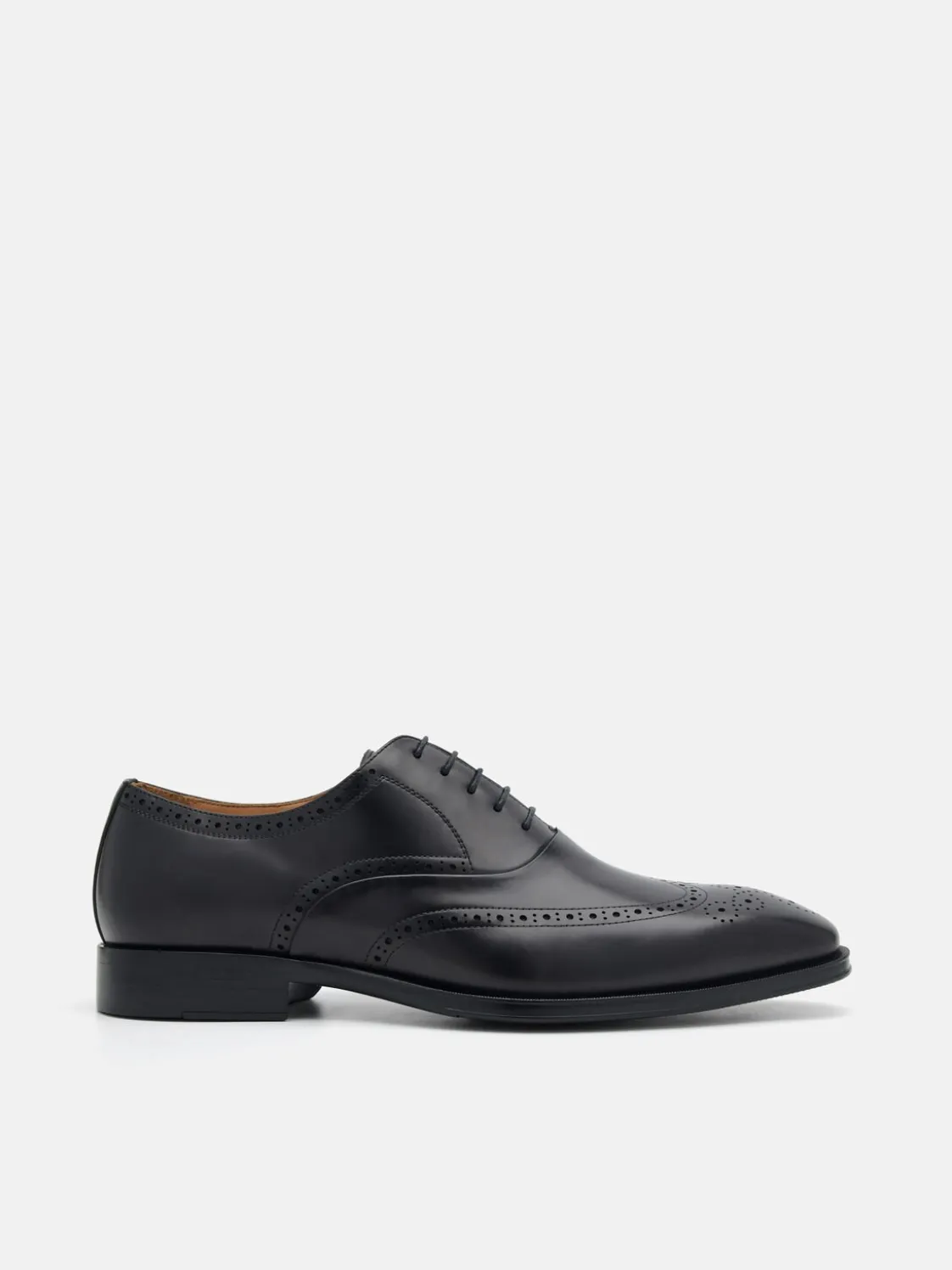 Leather Brogue Oxford Shoes - Black