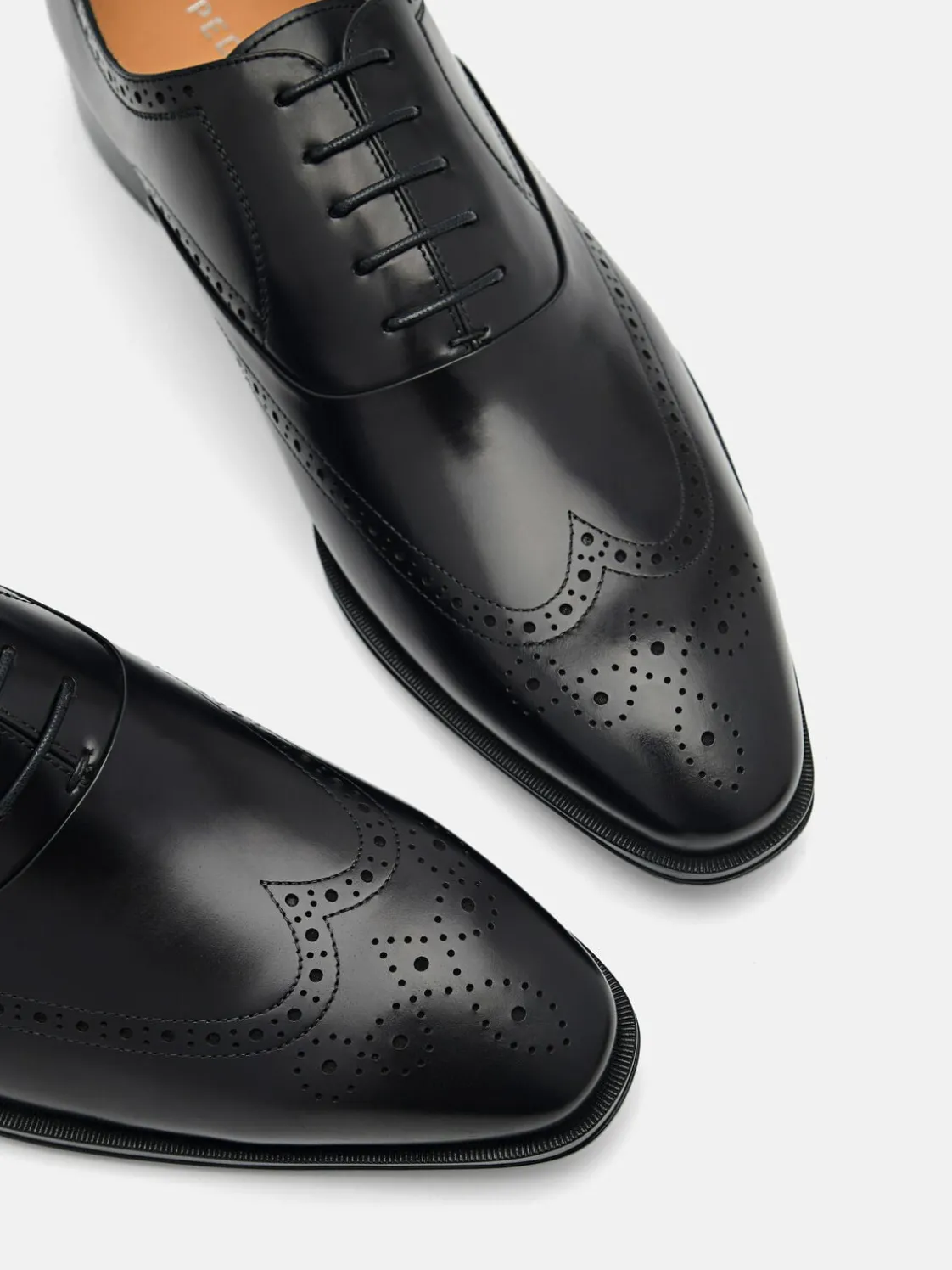 Leather Brogue Oxford Shoes - Black
