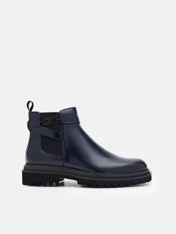 Leather Chelsea Boots - Navy
