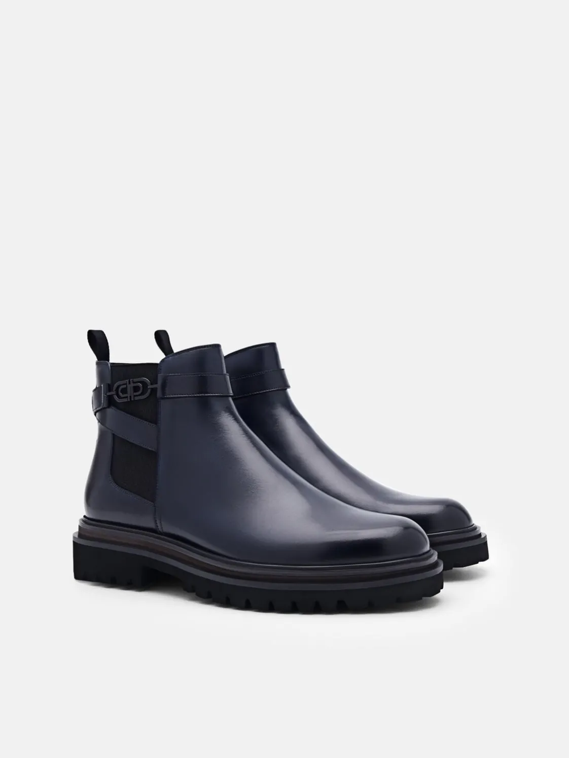 Leather Chelsea Boots - Navy