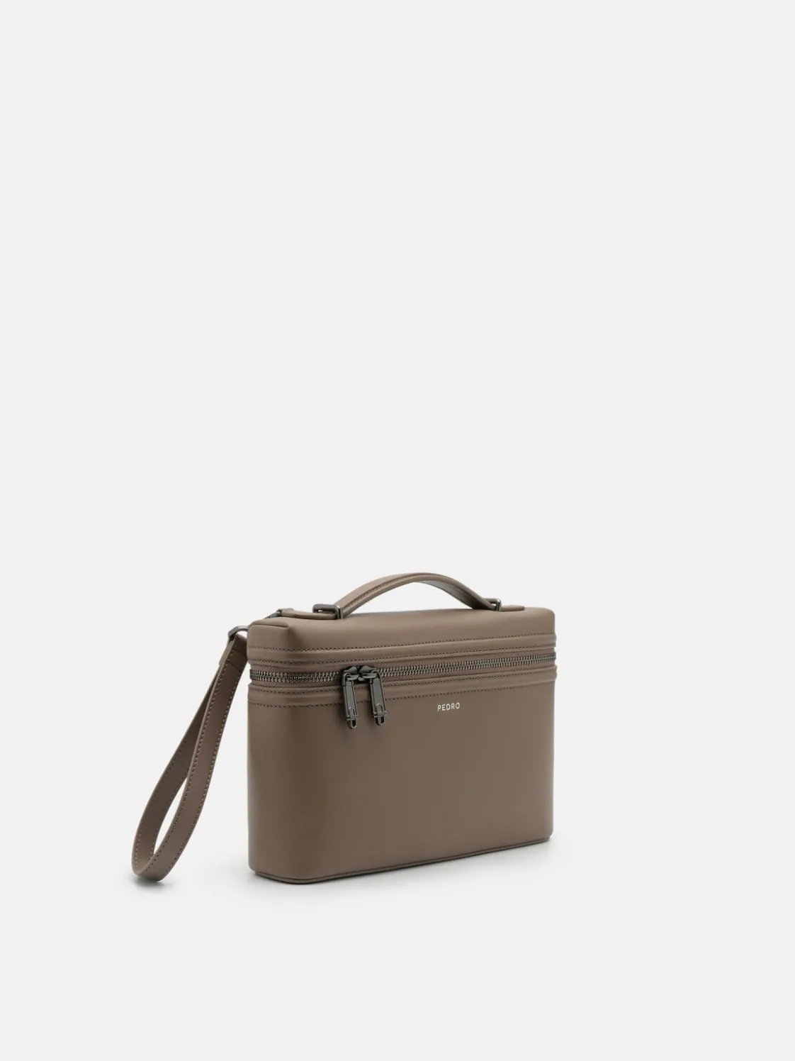 Leather Clutch Bag - Dark Taupe