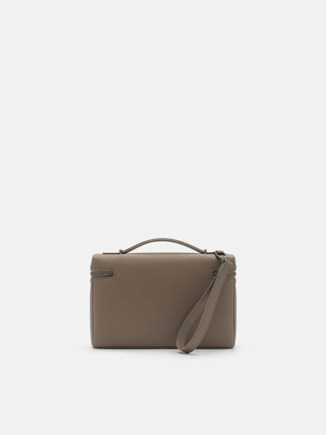 Leather Clutch Bag - Dark Taupe