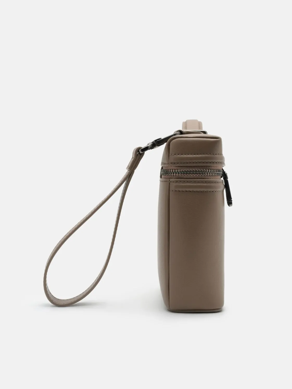 Leather Clutch Bag - Dark Taupe