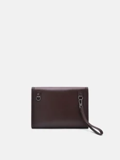 Leather Clutch Bag - Mahogany