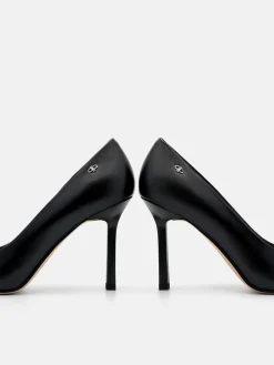 Leather Heel Pumps - Black