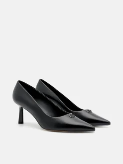 Leather Heel Pumps - Black