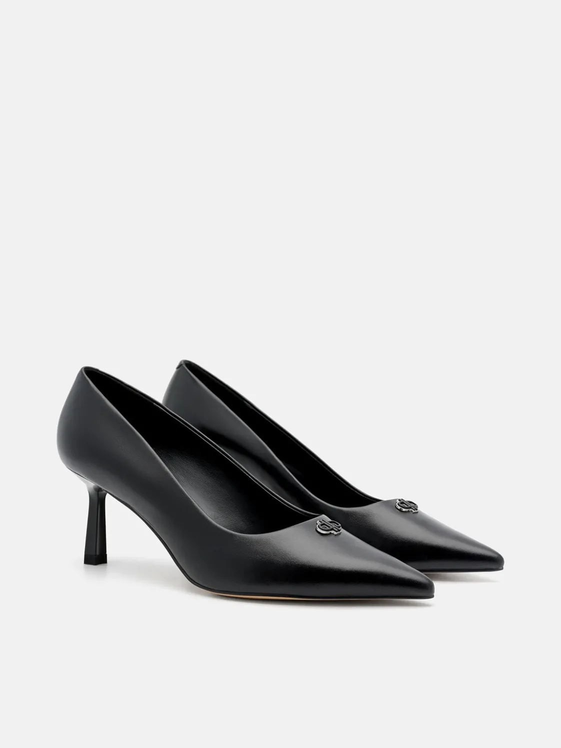 Leather Heel Pumps - Black