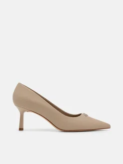 Leather Heel Pumps - Taupe