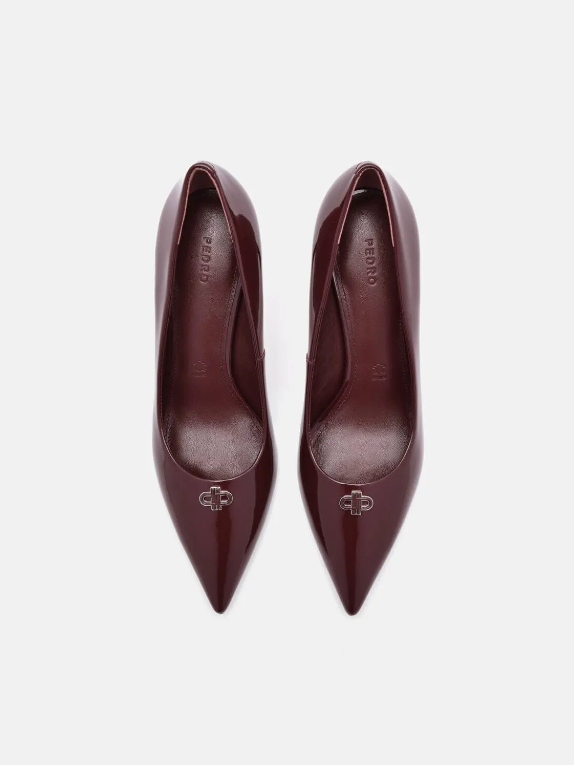 Leather Heel Pumps - Wine