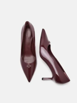 Leather Heel Pumps - Wine