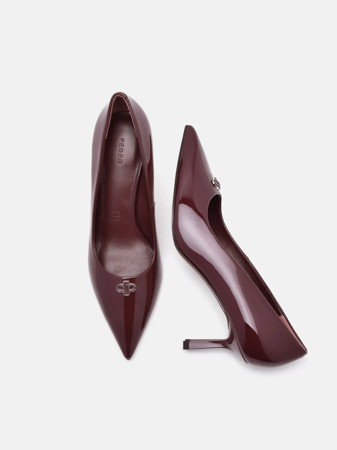 Leather Heel Pumps - Wine