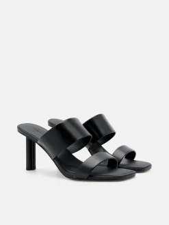 Leather Heel Sandals - Black