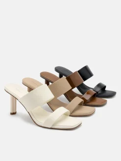 Leather Heel Sandals - Black