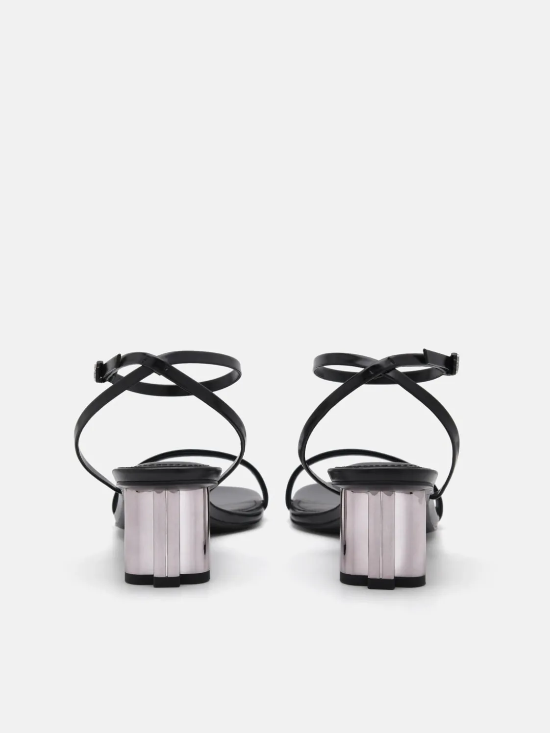 Leather Heel Sandals - Black