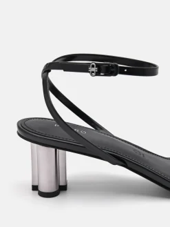 Leather Heel Sandals - Black