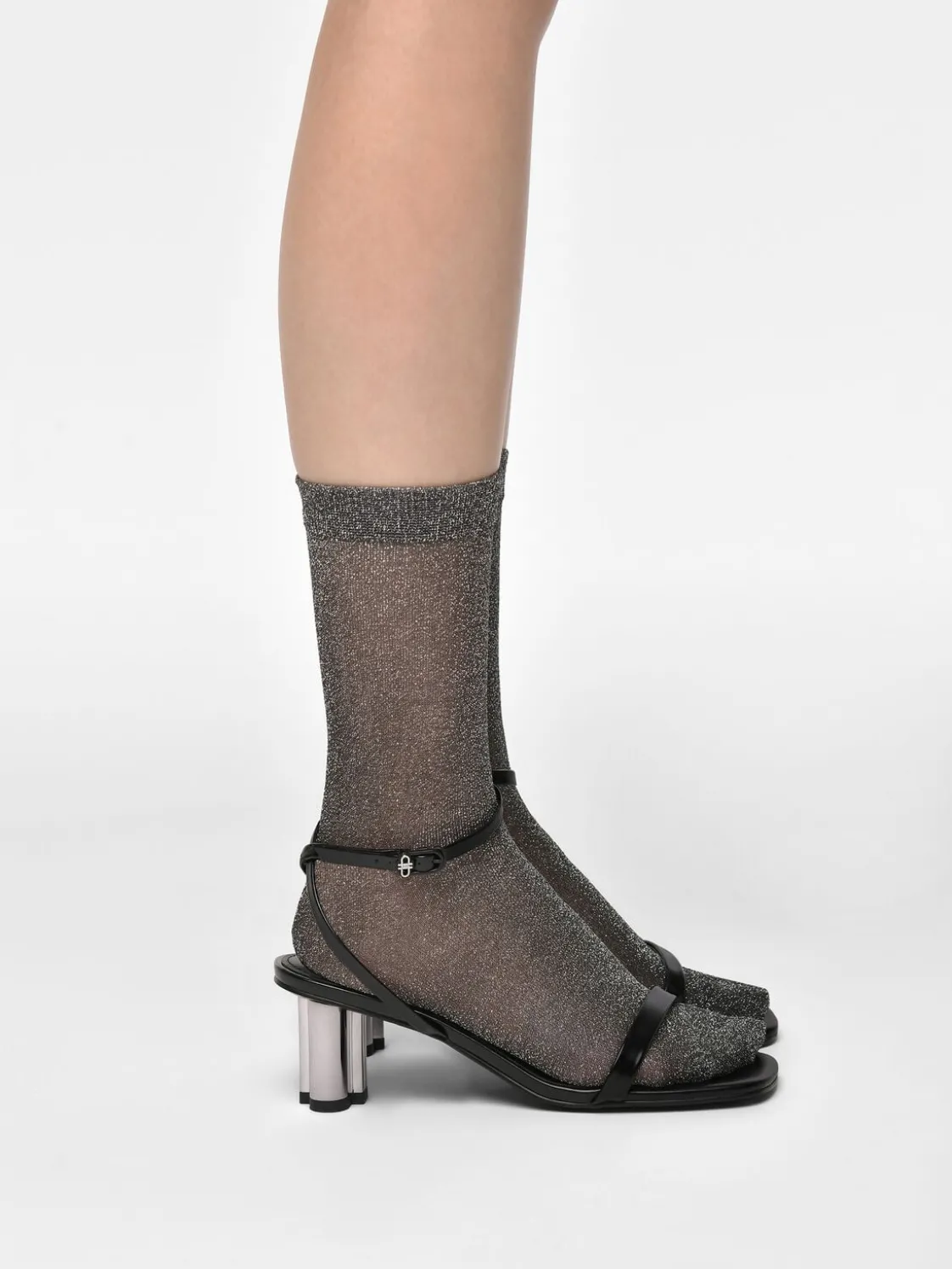 Leather Heel Sandals - Black