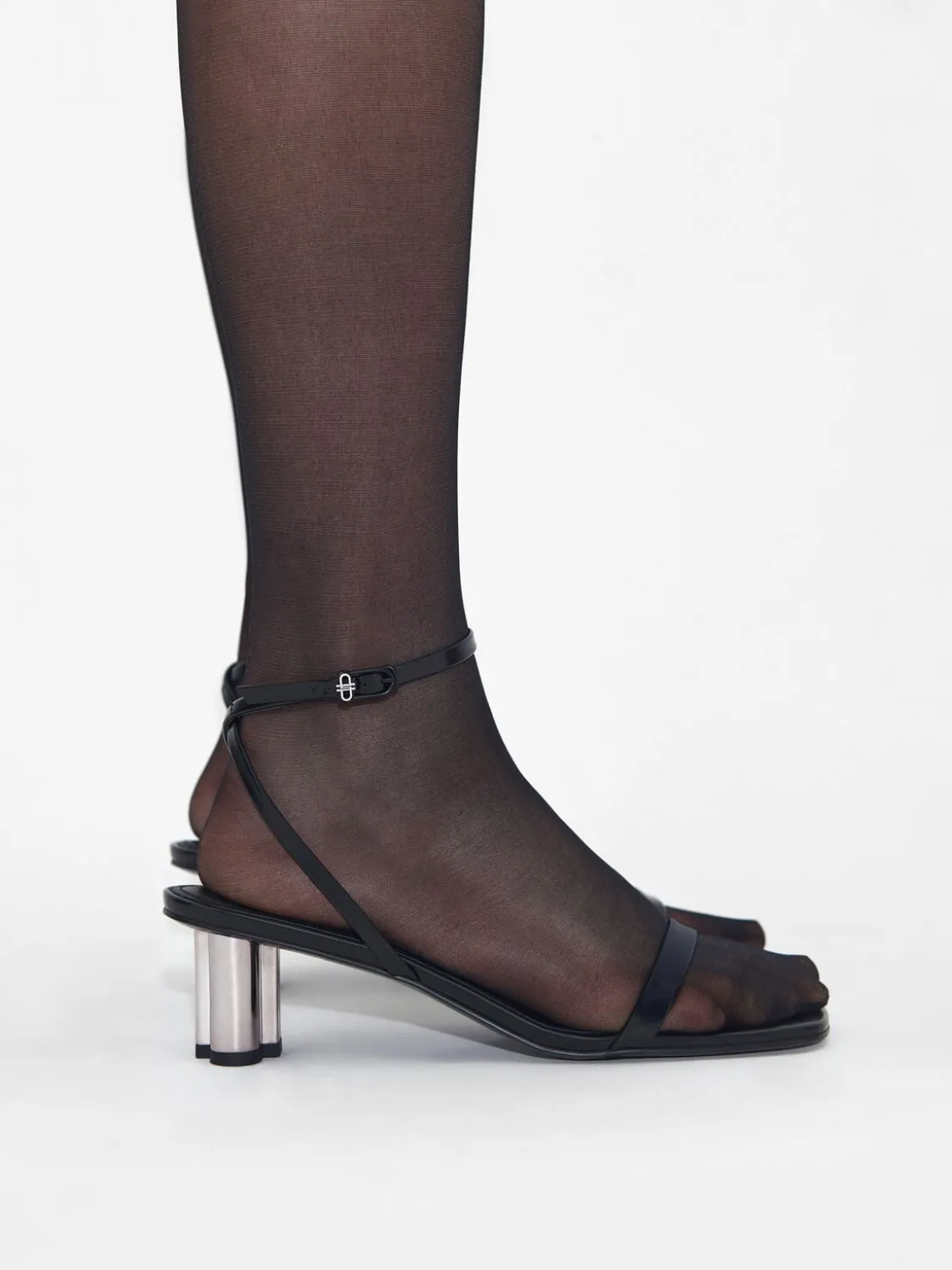 Leather Heel Sandals - Black