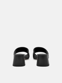 Leather Heel Sandals - Black