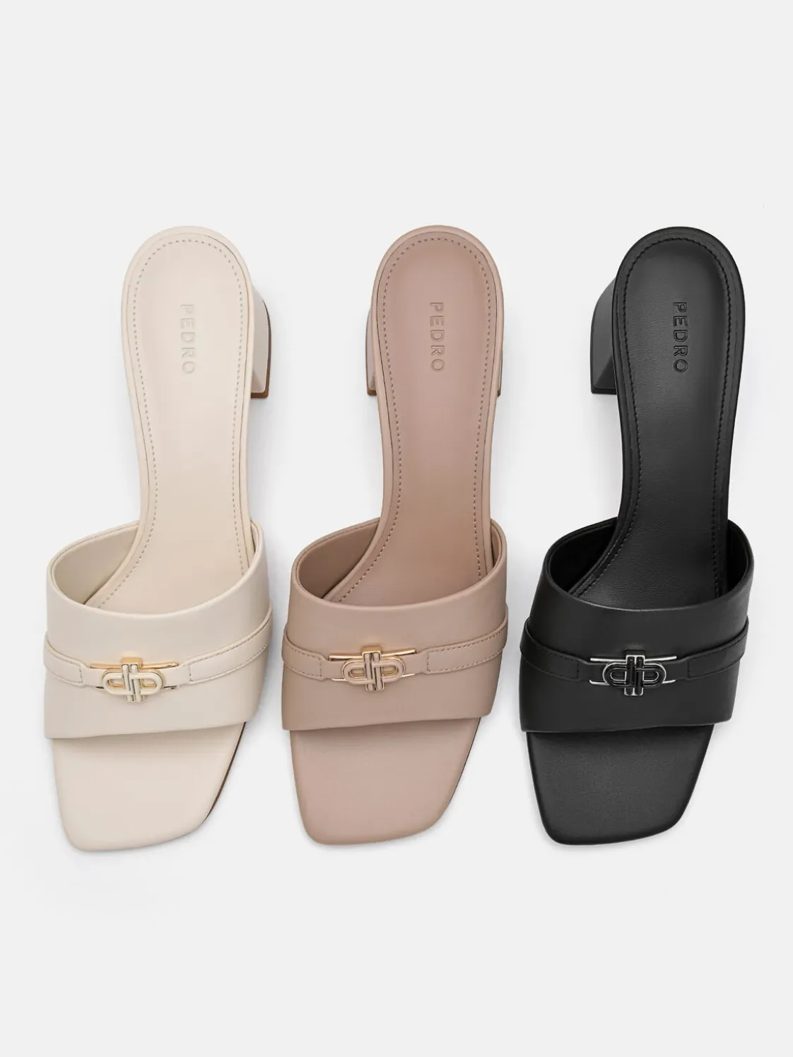 Leather Heel Sandals - Black