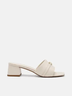 Leather Heel Sandals - Chalk