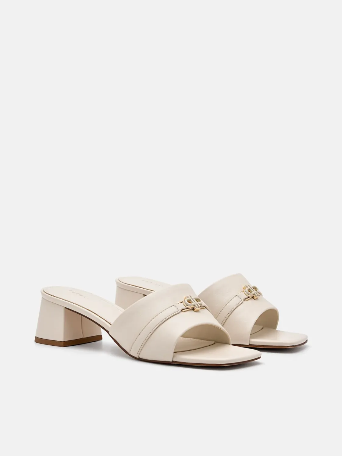 Leather Heel Sandals - Chalk