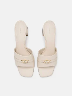 Leather Heel Sandals - Chalk