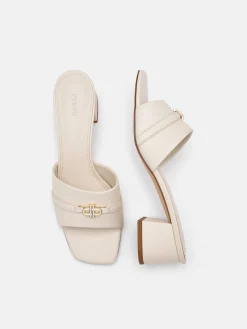 Leather Heel Sandals - Chalk