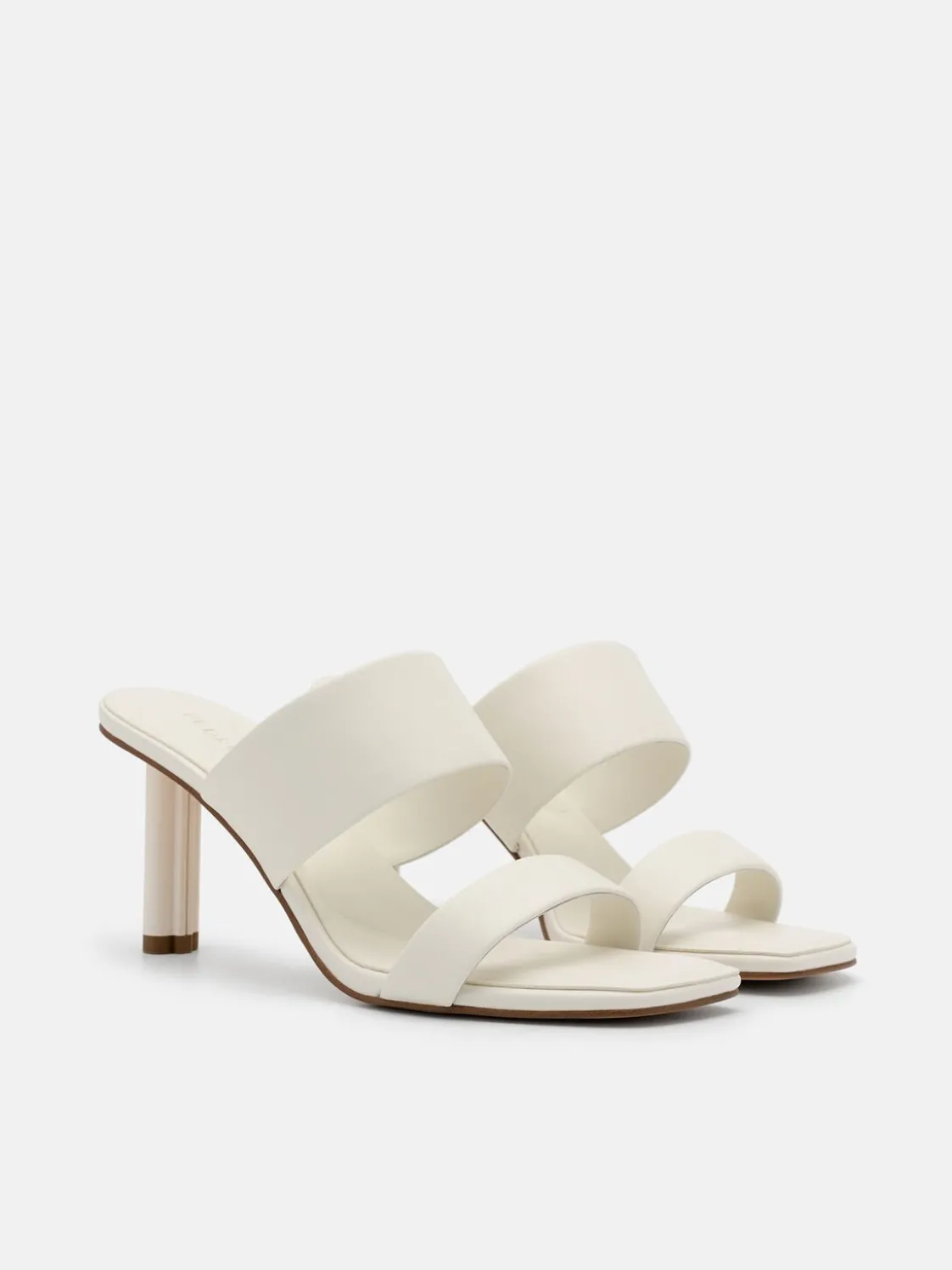 Leather Heel Sandals - Chalk
