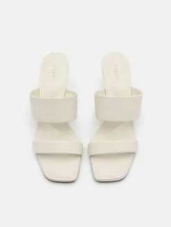 Leather Heel Sandals - Chalk