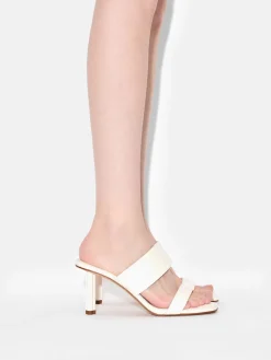 Leather Heel Sandals - Chalk
