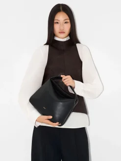 Leather Hobo Bag - Black