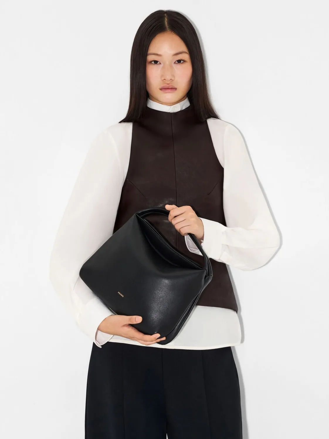 Leather Hobo Bag - Black