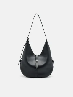 Leather Hobo Bag - Black