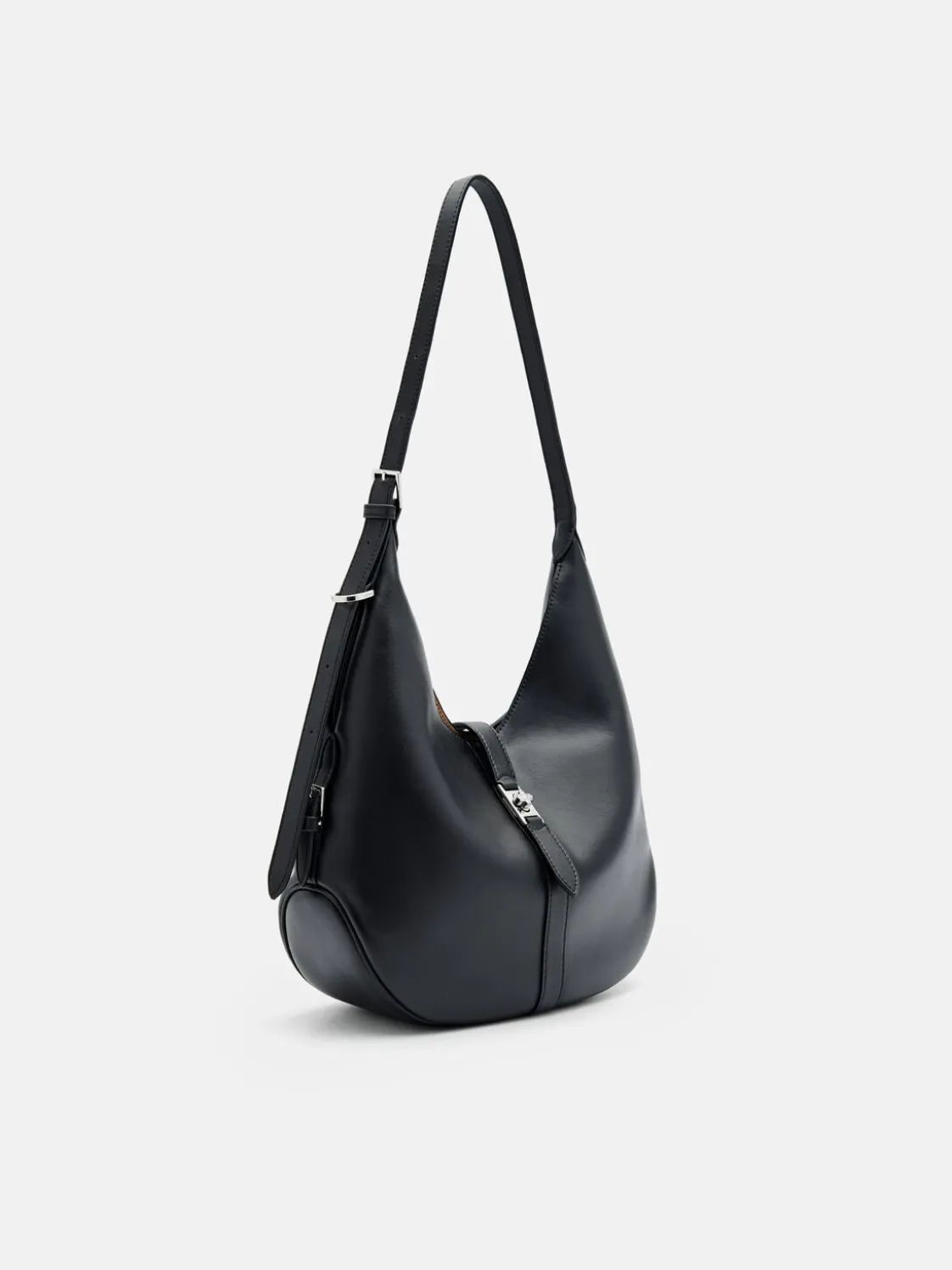Leather Hobo Bag - Black