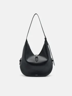 Leather Hobo Bag - Black