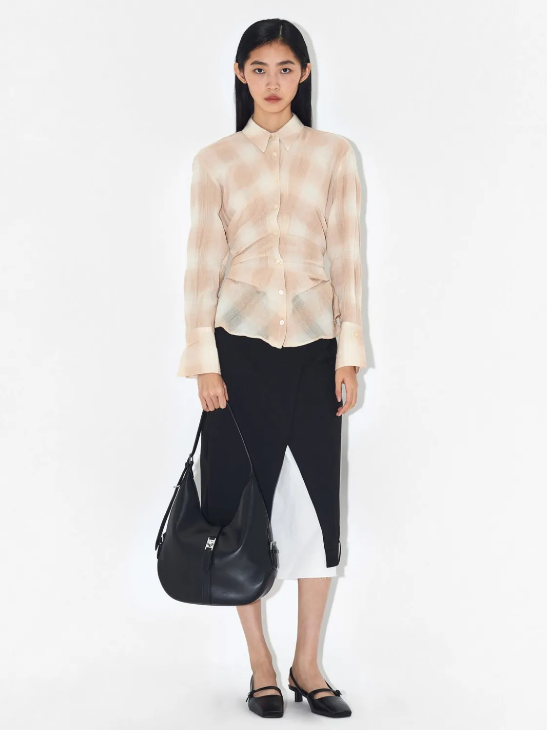 Leather Hobo Bag - Black
