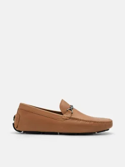 Leather Horsebit Driving Shoes - Sand