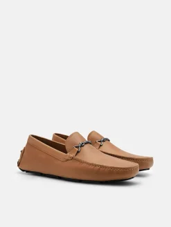 Leather Horsebit Driving Shoes - Sand
