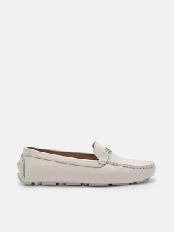 Leather Horsebit Driving Shoes - Chalk