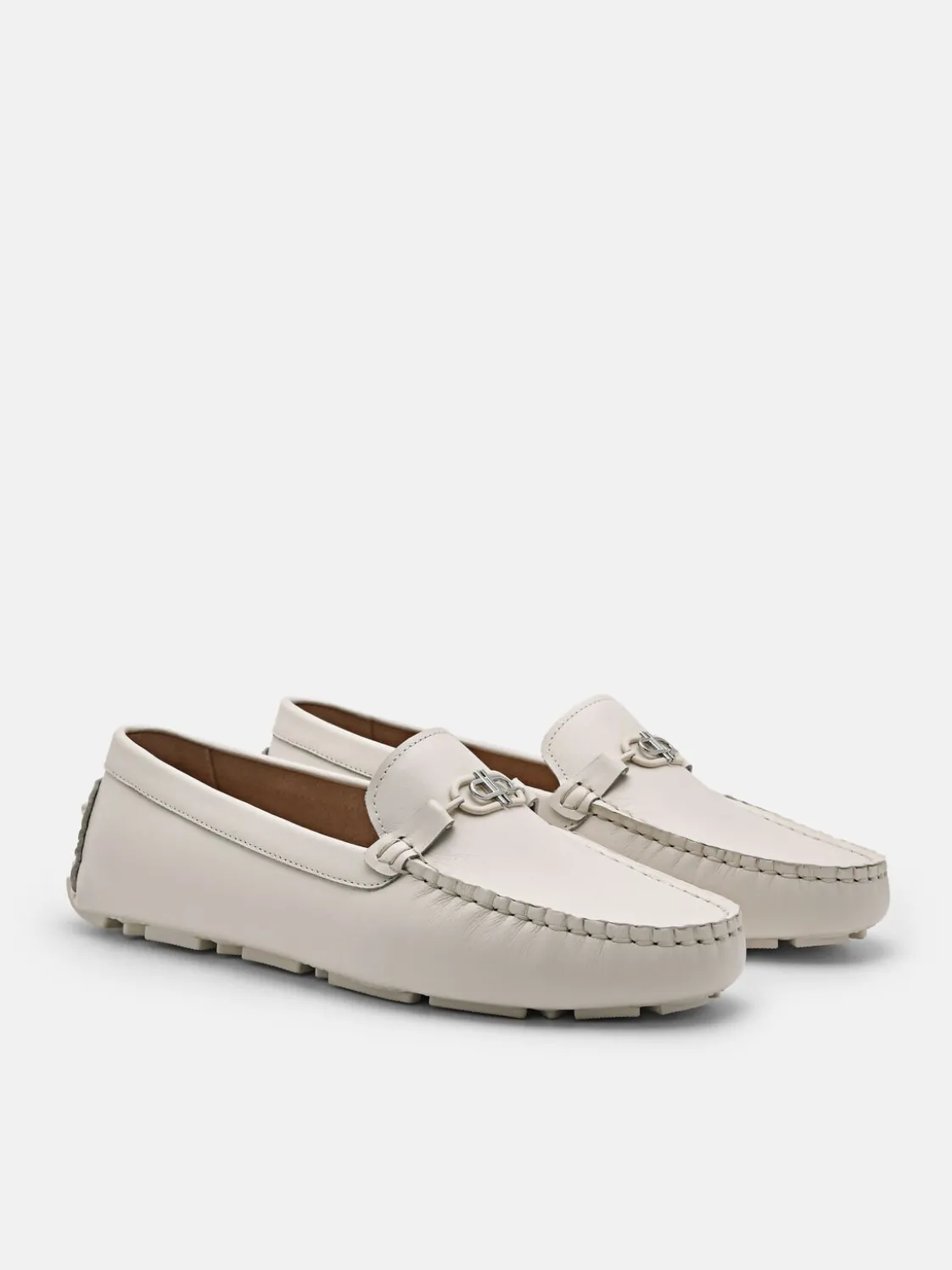 Leather Horsebit Driving Shoes - Chalk