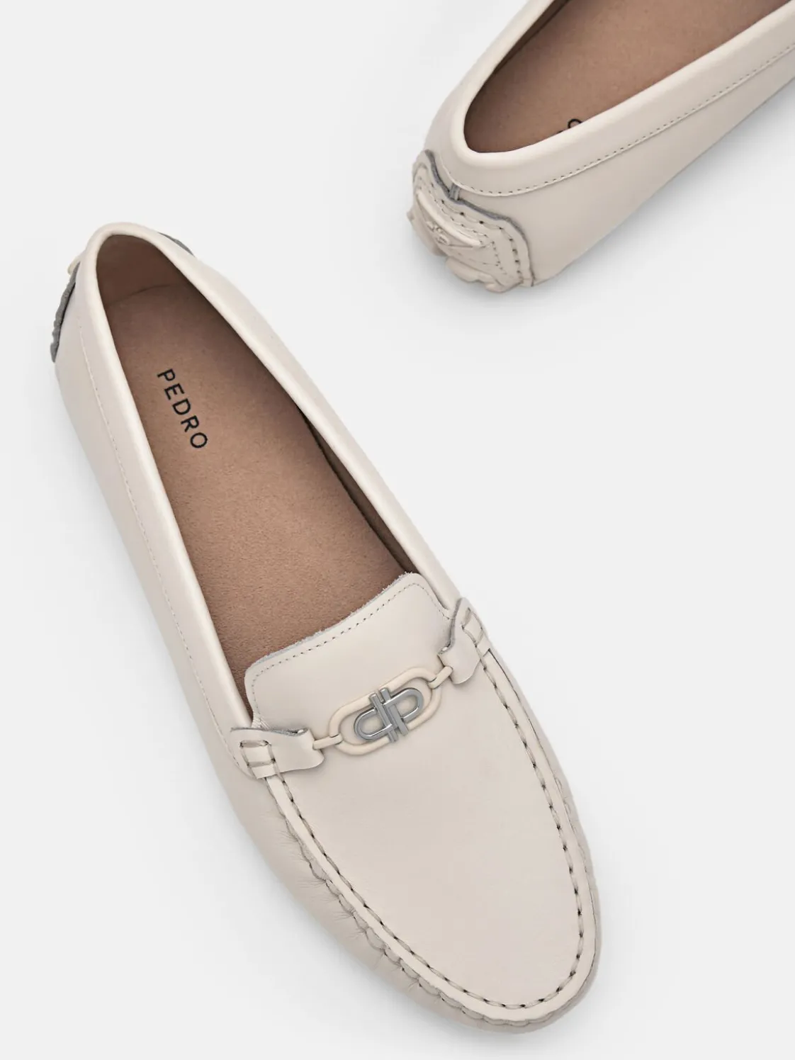 Leather Horsebit Driving Shoes - Chalk