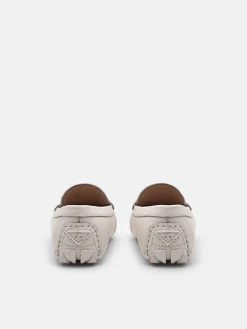 Leather Horsebit Driving Shoes - Chalk