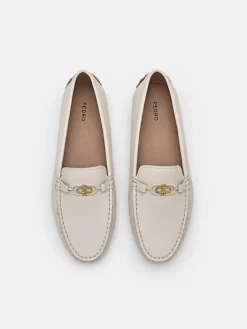 Leather Horsebit Driving Shoes - Chalk