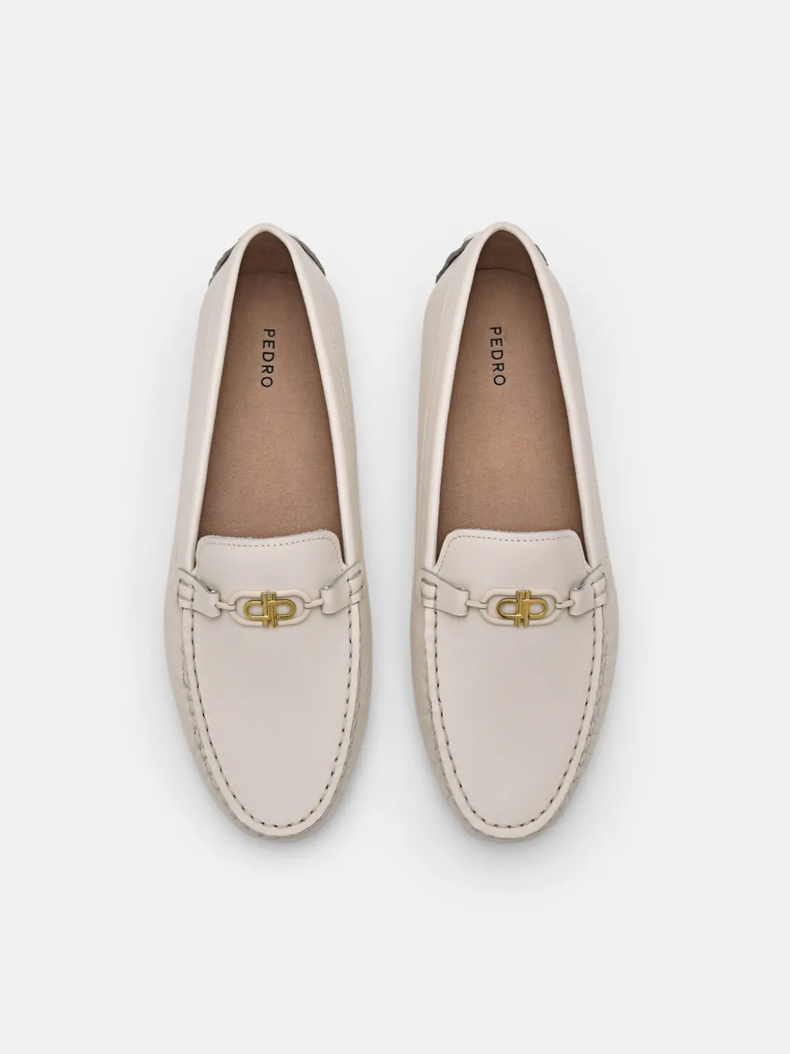 Leather Horsebit Driving Shoes - Chalk