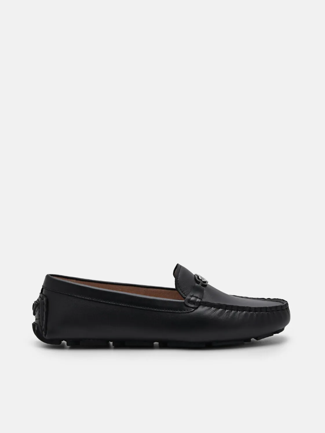 Leather Horsebit Driving Shoes - Black